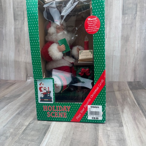 Vintage Animated Santa Reading Musical Holiday Scene HOLIDAY CREATIONS, INC 1993 - Picture 2 of 9
